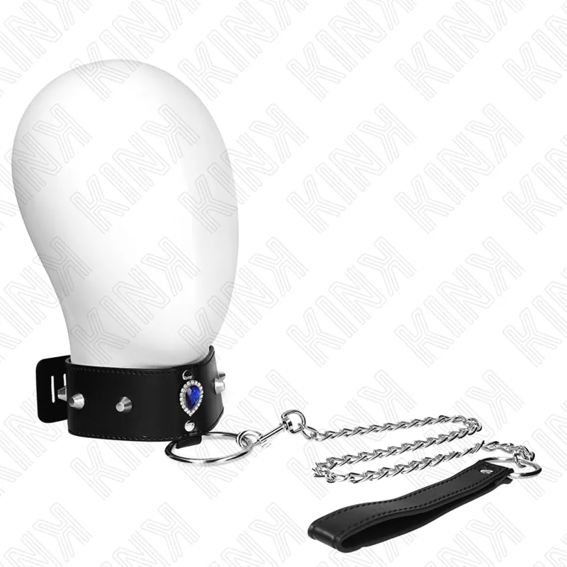 Collier BDSM avec Bracelet 65cm Diamants Bleus - Kink