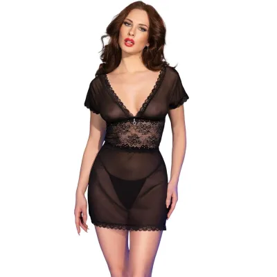 Nuisette transparente CR 4830 noire taille M - Chilirose