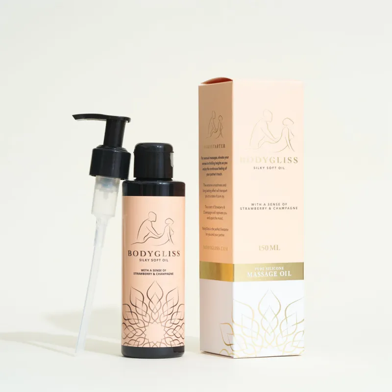 Huile de massage 2 en 1 silicone BodyGliss -   Fraise / Champagne