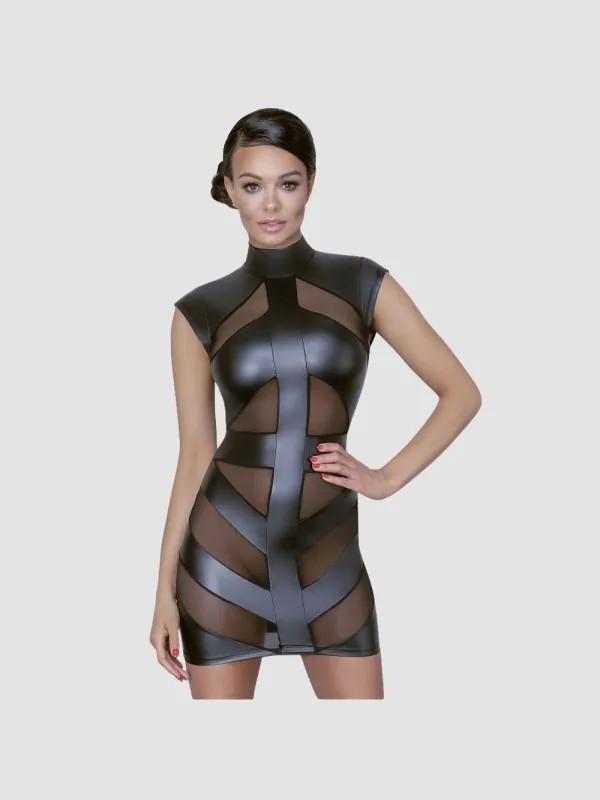 Robe Transparente Avec Motif Effet Cuir Noire