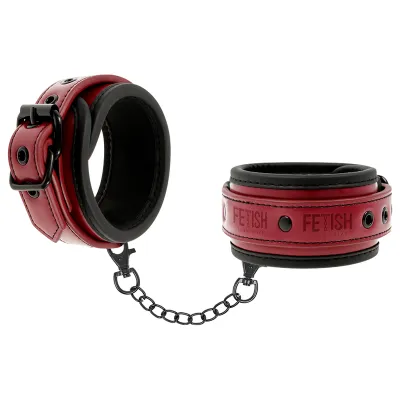 Menottes BDSM Fetish Submissive Cuir Vegan Rouge - Origin