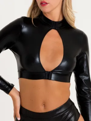 Crop top wetlook manches longues Fierce M