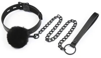 Collier et Laisse BALL TOP Noir