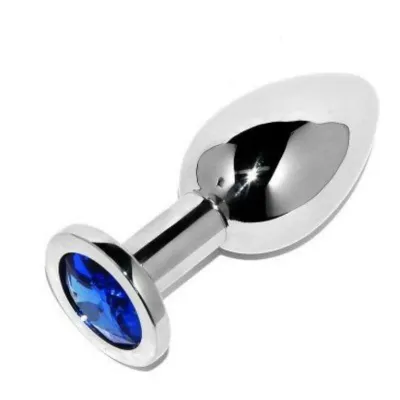 Plug anal en acier strass diamant bleu - Metal Hard