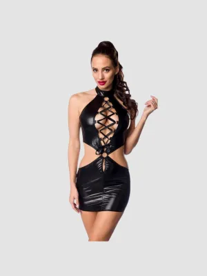 Robe mini laçage 18295 wetlook noir