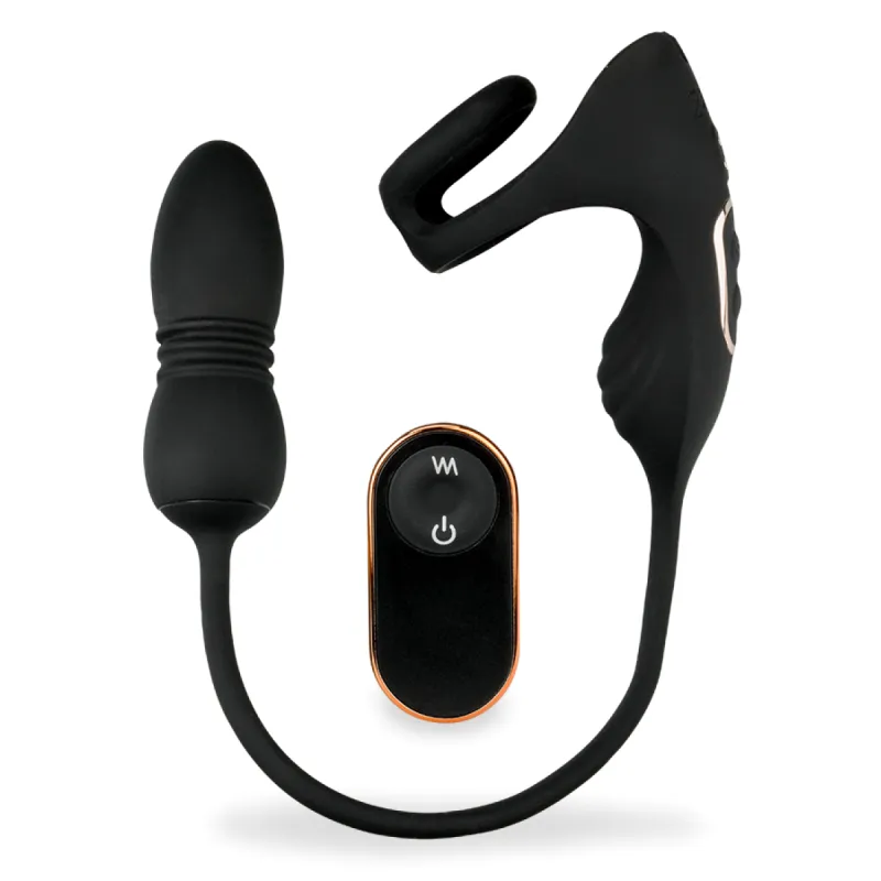Plug anal vibrant va-et-vient avec anneau et masseur de zone intime masculine Wind