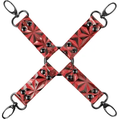 Connecteur BDSM Hogtie en X Cuir Vegan Rouge - Begme