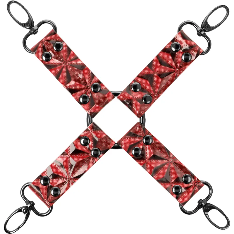 Connecteur BDSM Hogtie en X Cuir Vegan Rouge - Begme