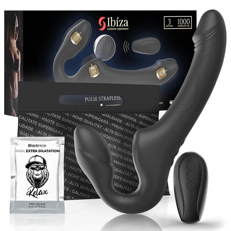 Gode Ceinture Télécommandé Ibiza Strapless Noir - Ibiza