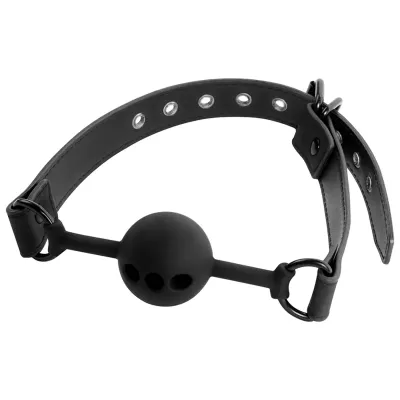 Bâillon Boule Silicone Respirant Noir - Fetish Submissive