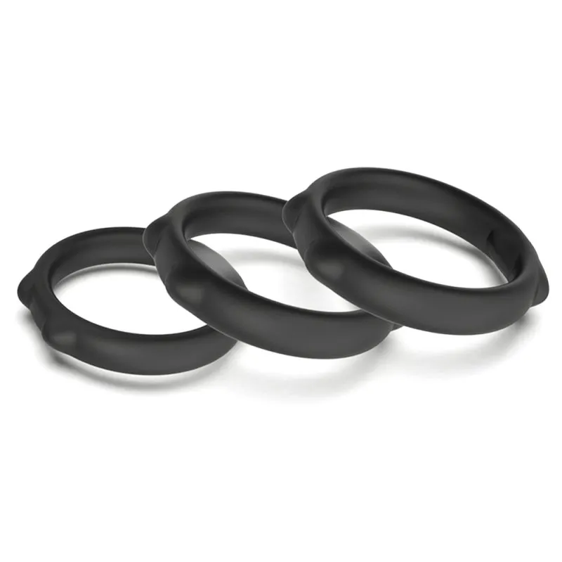 Lot de 3 Aneaux péniens silicone CATY RINGS Noirs
