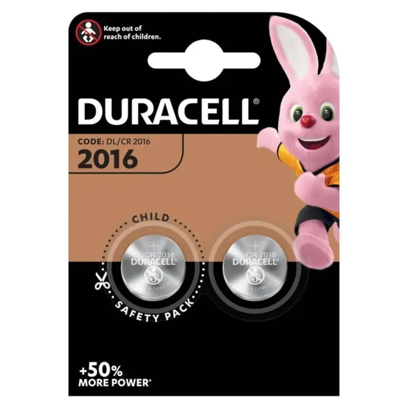 Pile Bouton Lithium CR2016 3V Pack de 2 - Duracell