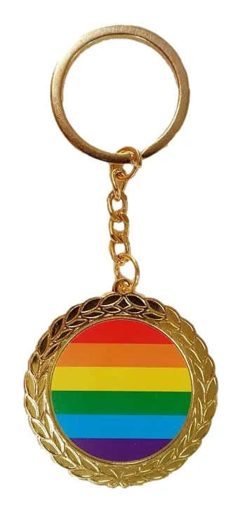 Porte-Clé Médaille Rainbow Doré