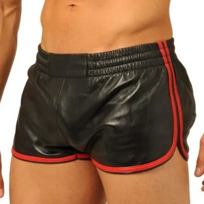 Short en cuir FIST Noir-Rouge