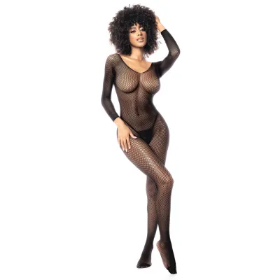 Mapalé Bodystocking Sexy à Manches Longues Noir Taille Unique