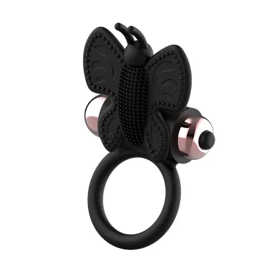 Cockring Vibrant Papillon Noir et Or - Coquette Chic Desire
