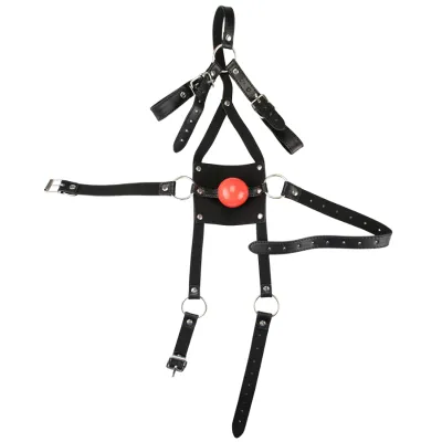 Bâillon cuir BDSM avec gag-ball