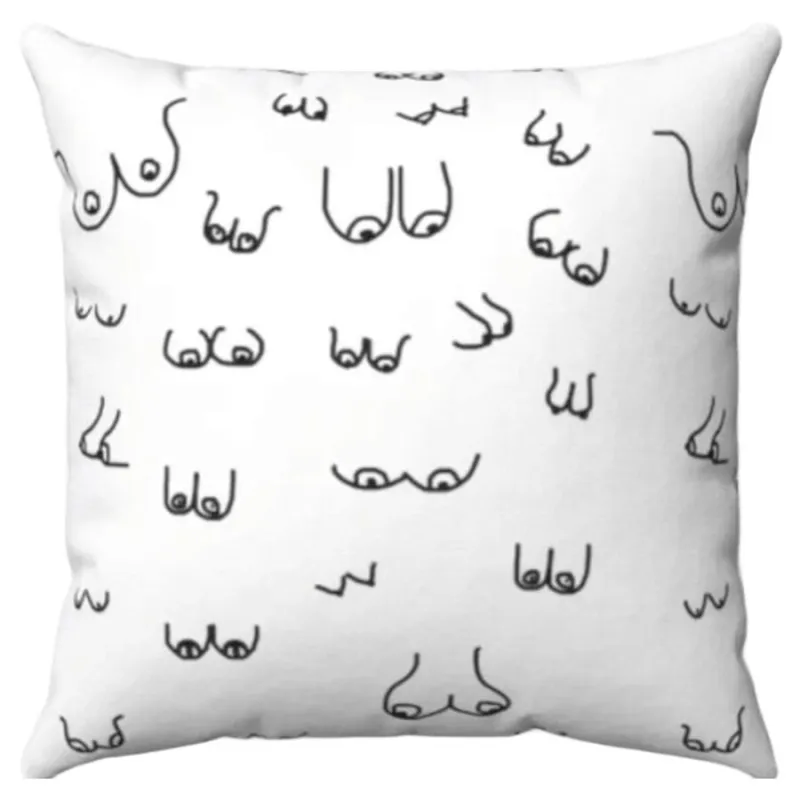 Coussin Décoratif Motif Seins 30x30 Blanc - Diablo Picante