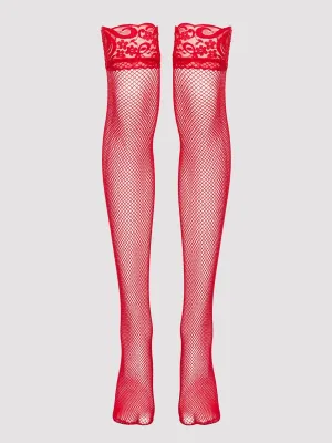 Bas résille & dentelle rouge GT