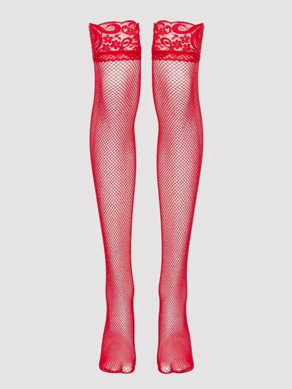 Bas résille & dentelle rouge GT