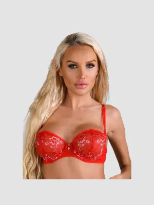 Soutien-Gorge Dentelle Florale Rouge & Argent