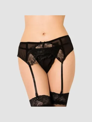 Porte-jarretelles dentelle et string P5123 noir 3XL