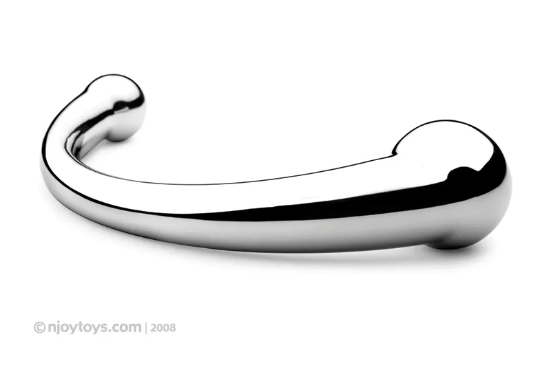 Njoy - Gode courbé en acier "Pure Wand" - Argent