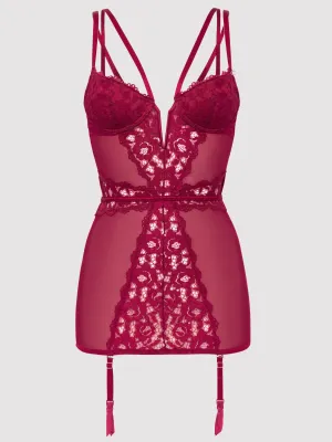 Nuisette porte-jarretelles Parisienne bordeaux