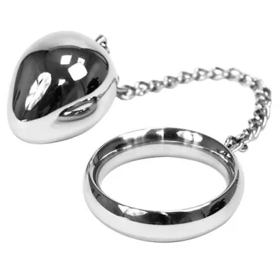 Anneau pénien avec chaîne bille anale 45mm - Metal Hard