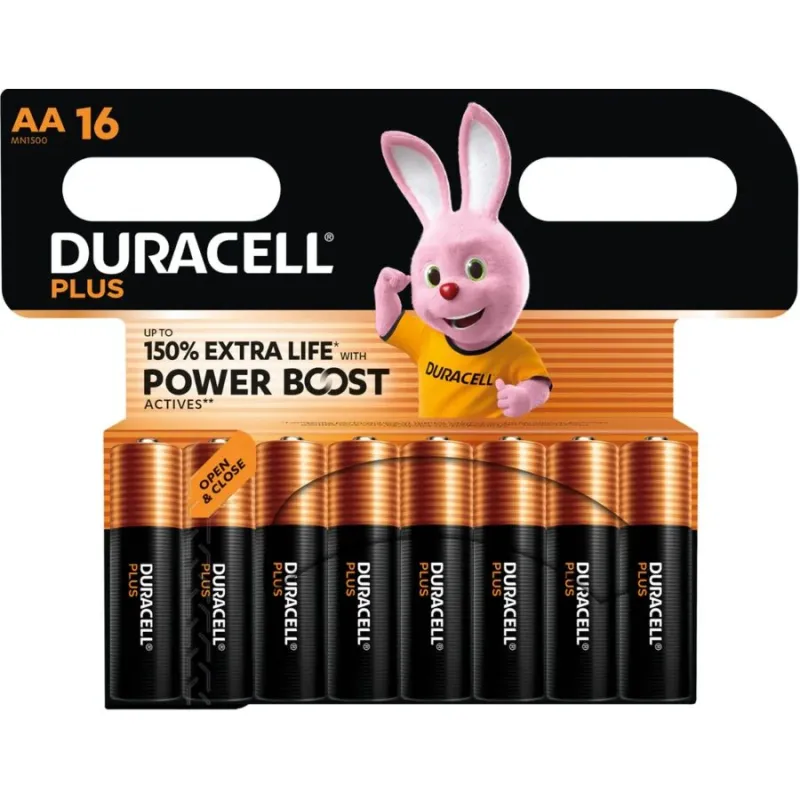 Piles Alcalines AA LR6 Plus Power Boost Blister x16 - Duracell