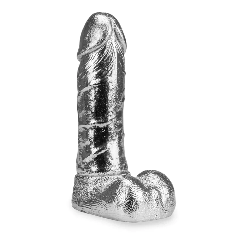 Gode godemichet réaliste en métal Rocky gode vaginal ou anal homme ou femme - Argent