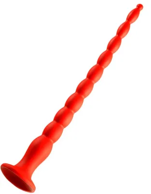 Gode long STRETCH WORM N°2 - 40 x 4cm Rouge