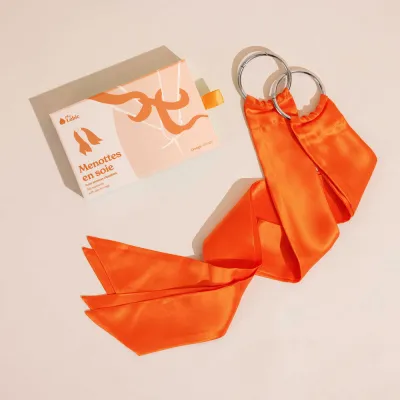 Menottes en soie My Lubie - Anneau 5 cm, Ruban 55 x 5,5 cm Orange