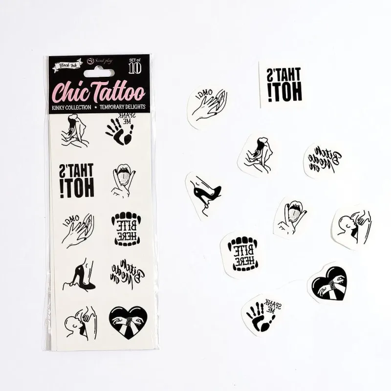 Secret Play Set de 10 tatouages éphémères KINKY COLLECTION