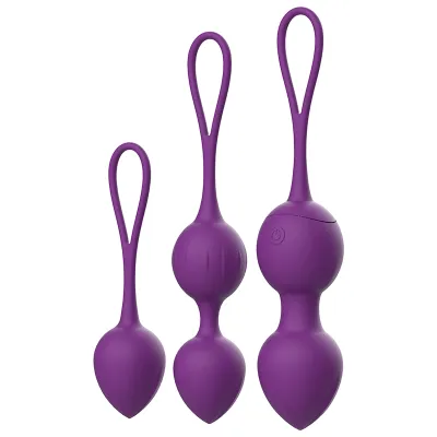 Kit 3 boules de geisha vibrantes télécommande violet - Rewolution