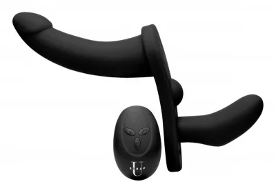 Double Take - Double strap-on vibrant - Noir