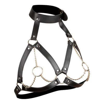 Harnais de poitrine BDSM avec chaînes et anneaux
