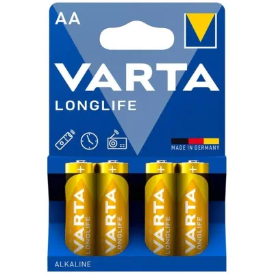 Piles alcalines longue durée AA LR6 x4 - Varta