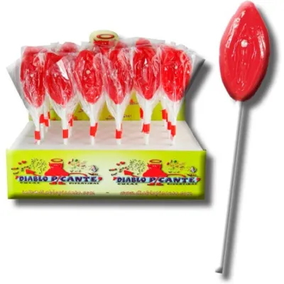 Sucette érotique Diablo Goloso lèvres fraise - Diablo Picante