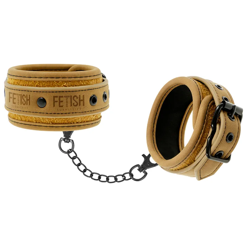 Menottes de cheville BDSM en cuir vegan beige - Fetish Submissive