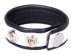 Leather Cock Strap - Black & White