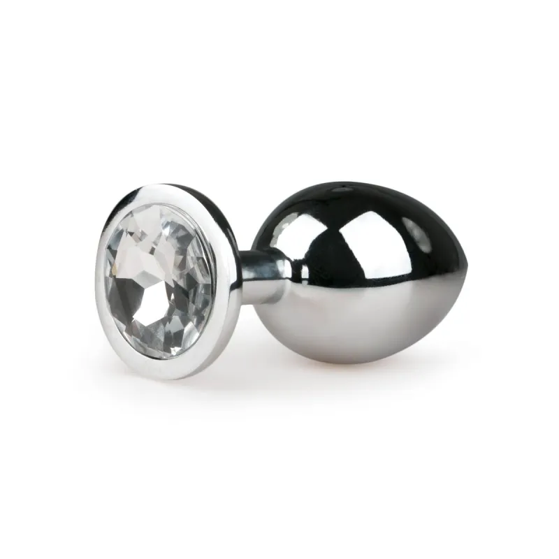 EasyToys Plug Anal En Métal Argenté Avec Cristal Transparent 8 cm