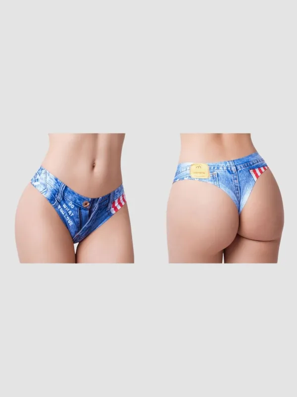 String Invisible American Flag Jeans
