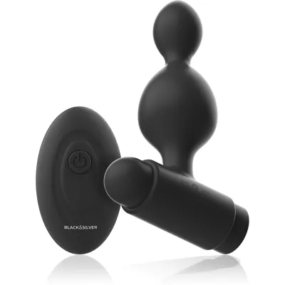 Plug anal vibrant télécommandé Tucker noir - Black&Silver