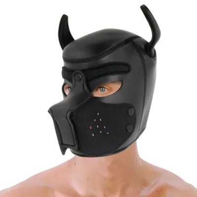 Masque Chien BDSM Puppy Hood Néoprène Museau Amovible - Darkness