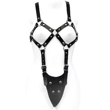 Harnais Cuir Femme Corps Exposé Leather Body Réglable BDSM
