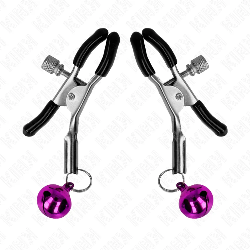 Pince à seins réglable avec cloche violette - Kink
