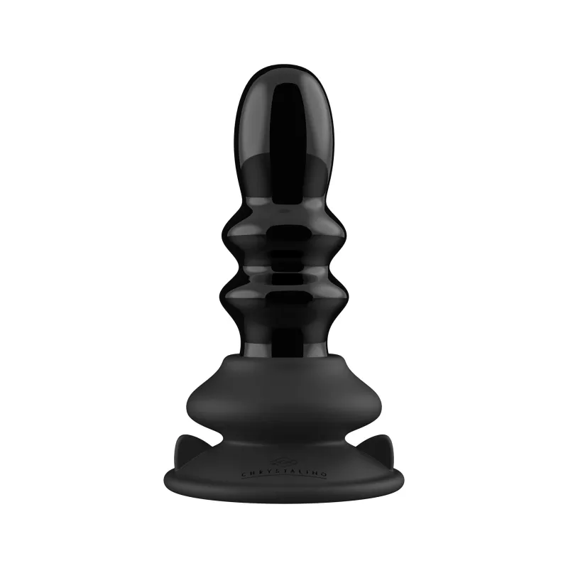 Plug Anal Vibrant Ribbly en Verre Noir