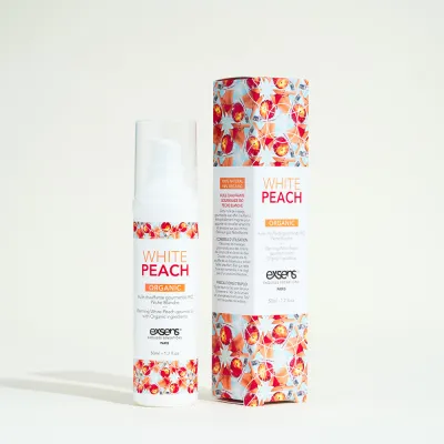 Huile de massage chauffante gourmande bio -   Pêche blanche