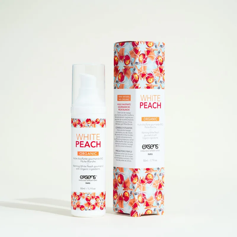 Huile de massage chauffante gourmande bio -   Pêche blanche